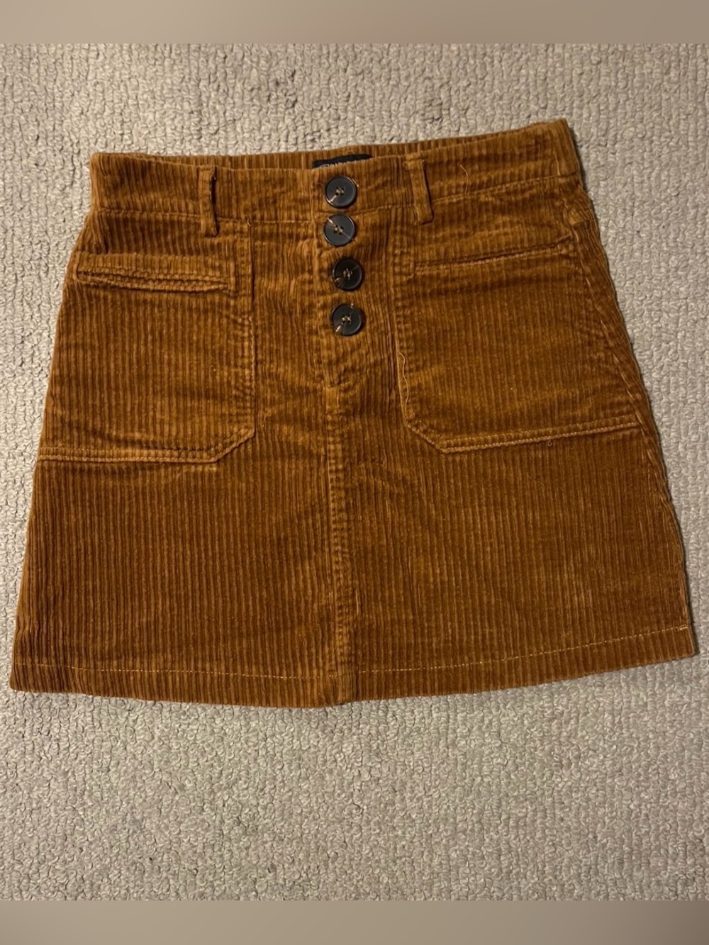 Shinestar Corduroy Button-Front Mini Skirt